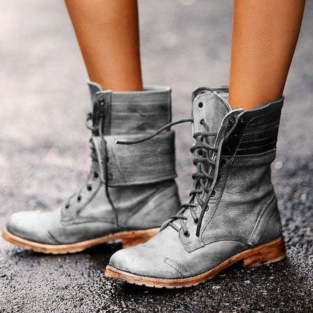 Dames Enkelboots Veterlook Klassiek Comfortabel