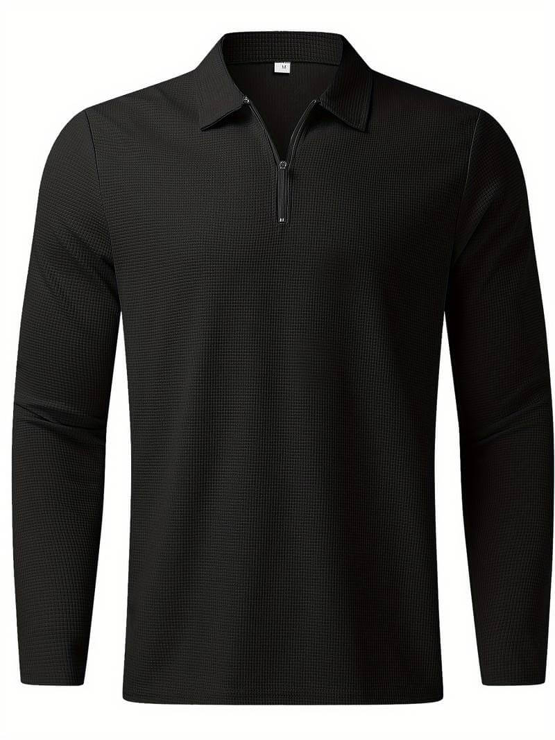 Heren Wafelshirt Lange Mouwen V-Hals Katoen