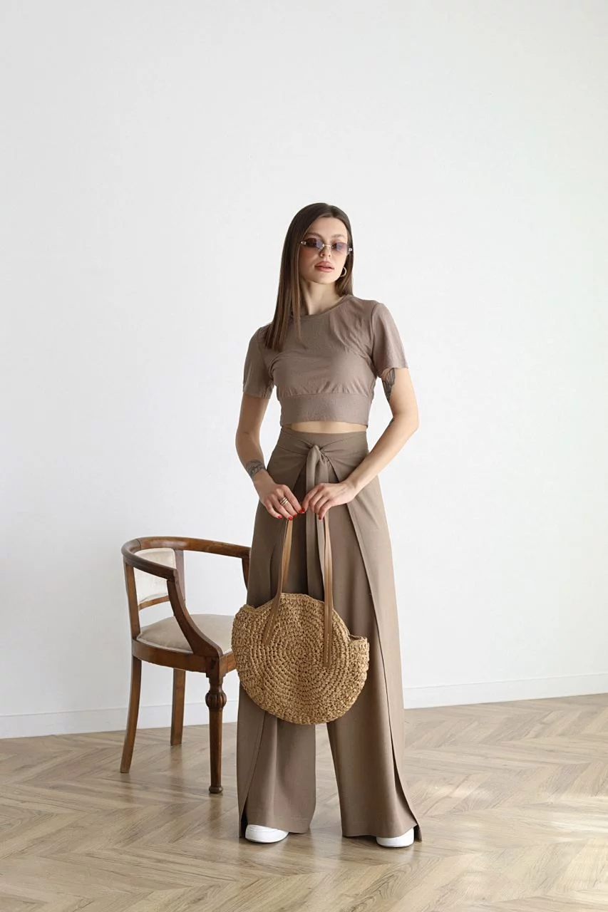 Linnen Pantalon Wijd Model voor Vrouw