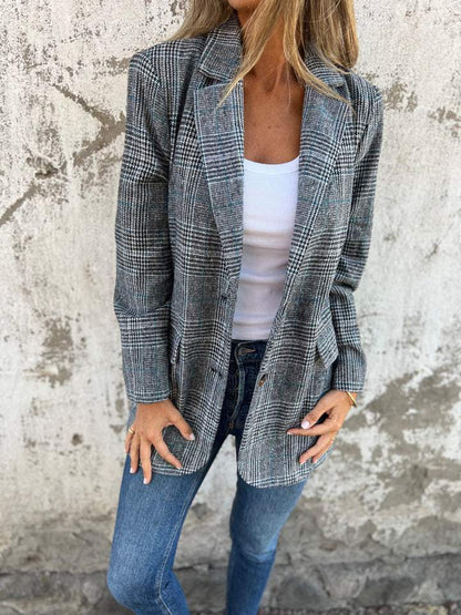 Dames Blazer Geruit Stijlvol Jasje Trendy Kleding