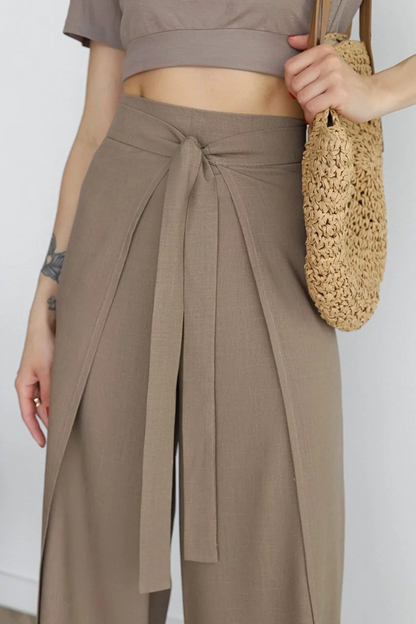 Linnen Broeken voor Vrouwen Zomerse Wide Leg Stijl