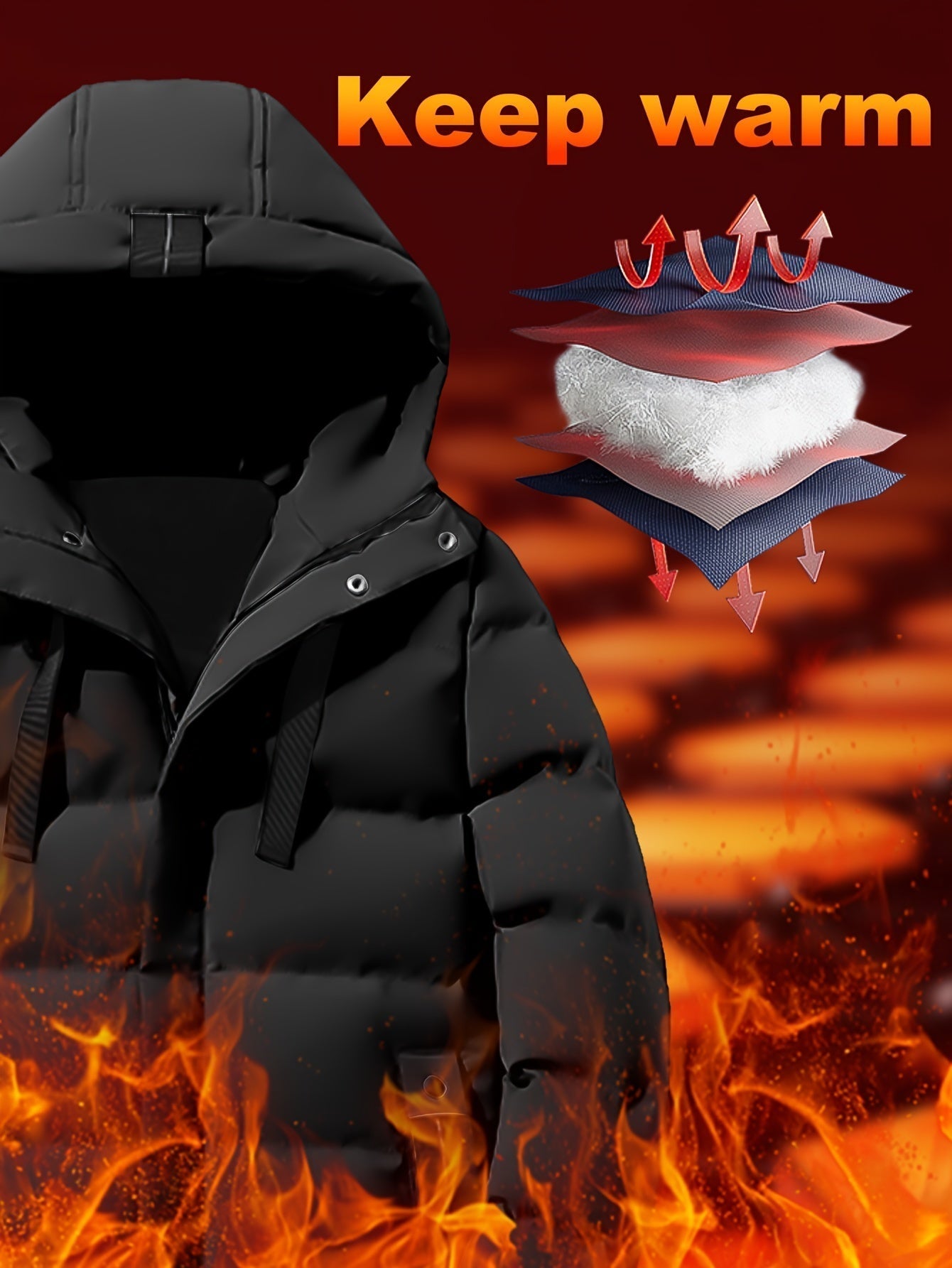 Heren Winterjas Warm met Capuchon en Grote Zakken
