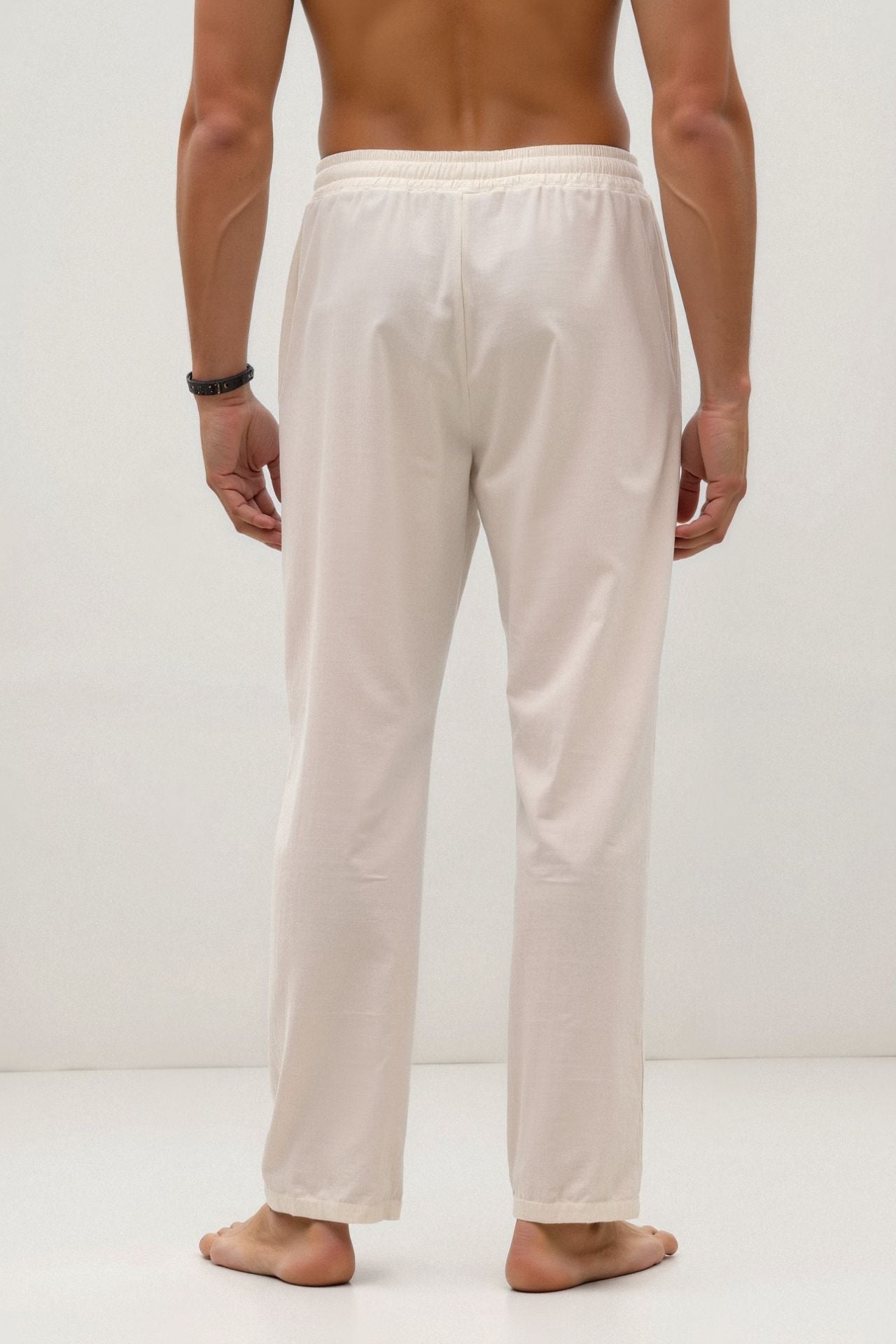 Heren Joggingbroek Wit Knoopsluiting Elastisch