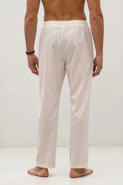 Heren Joggingbroek Wit Knoopsluiting Elastisch