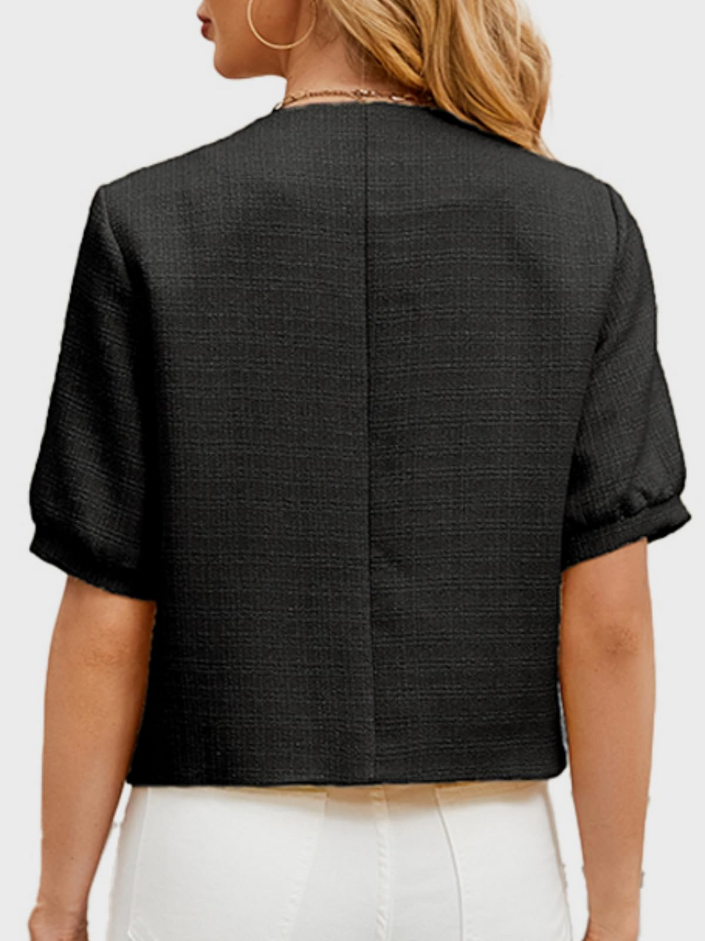 Dames Cropped Blazer Jas Tweed Pasvorm