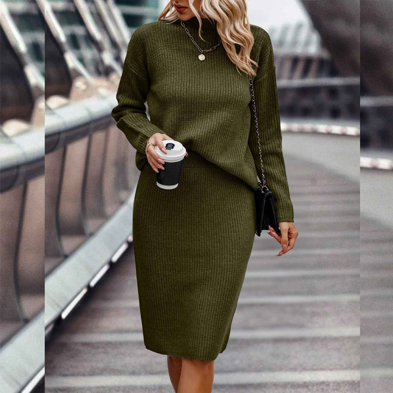 Dames Gebreide Set Rok en Trui Warm en Stijlvol