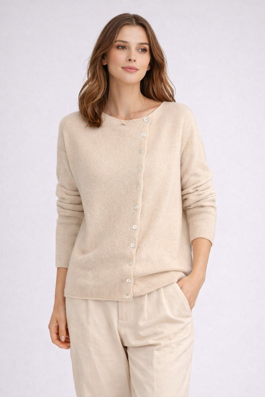 Dames Cardigan Asymmetrisch Knoopontwerp Zacht - StudioMarella