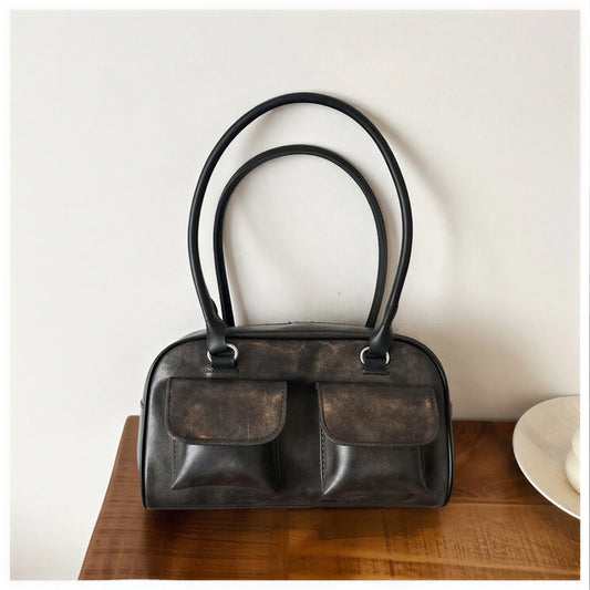 Vrouwen Schoudertas met Dubbele Klepzakken Leder Look - StudioMarella