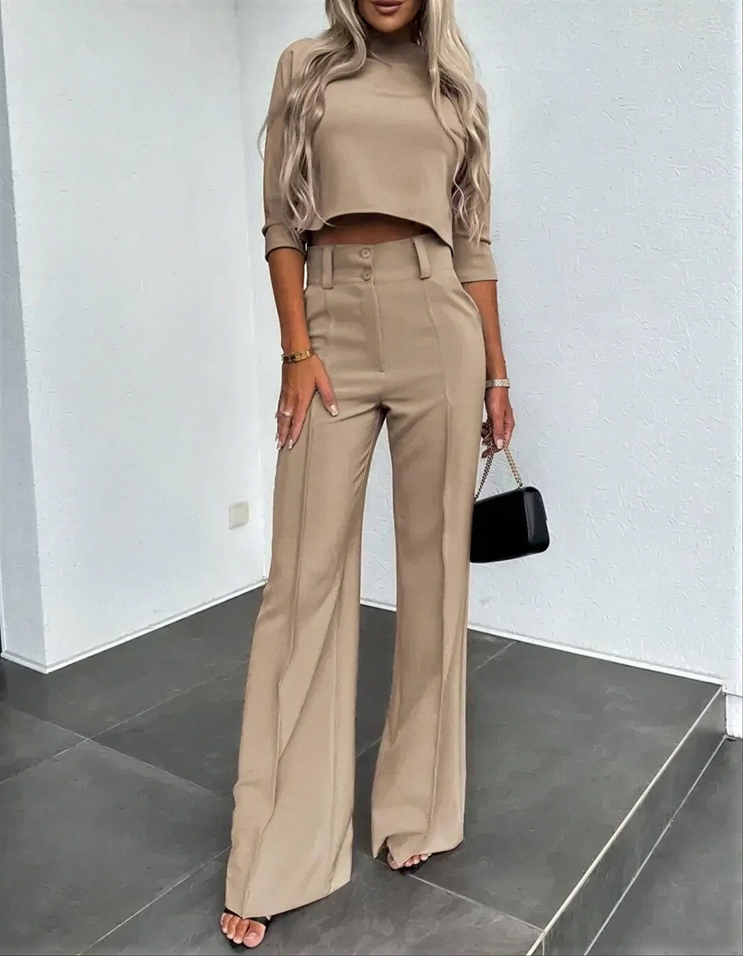 Vrouwen High Waist Broek met Bijpassende Top