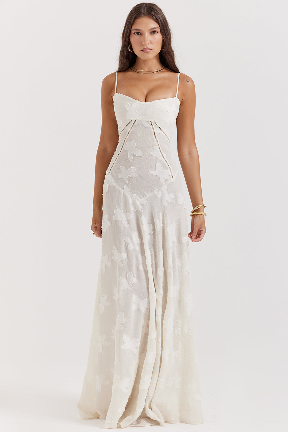 Elegante Maxi Jurk Geborduurd voor Vrouw