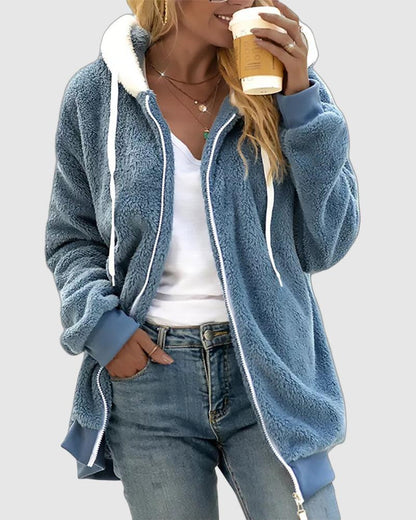 Dames Fleece Hoodie Rits Warme Comfortabele Joggingjas - StudioMarella