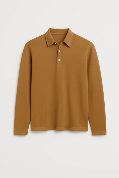 Heren T Shirt Slim Fit Lange Mouw Katoen Polokraag