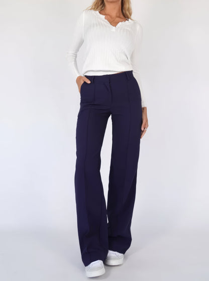 Dames High-Waist Pantalon Zwart Basic Rechte Pijpen