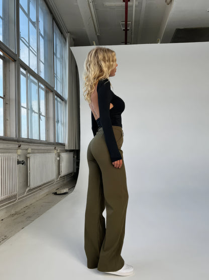 Dames High-Waist Pantalon Zwart Basic Rechte Pijpen