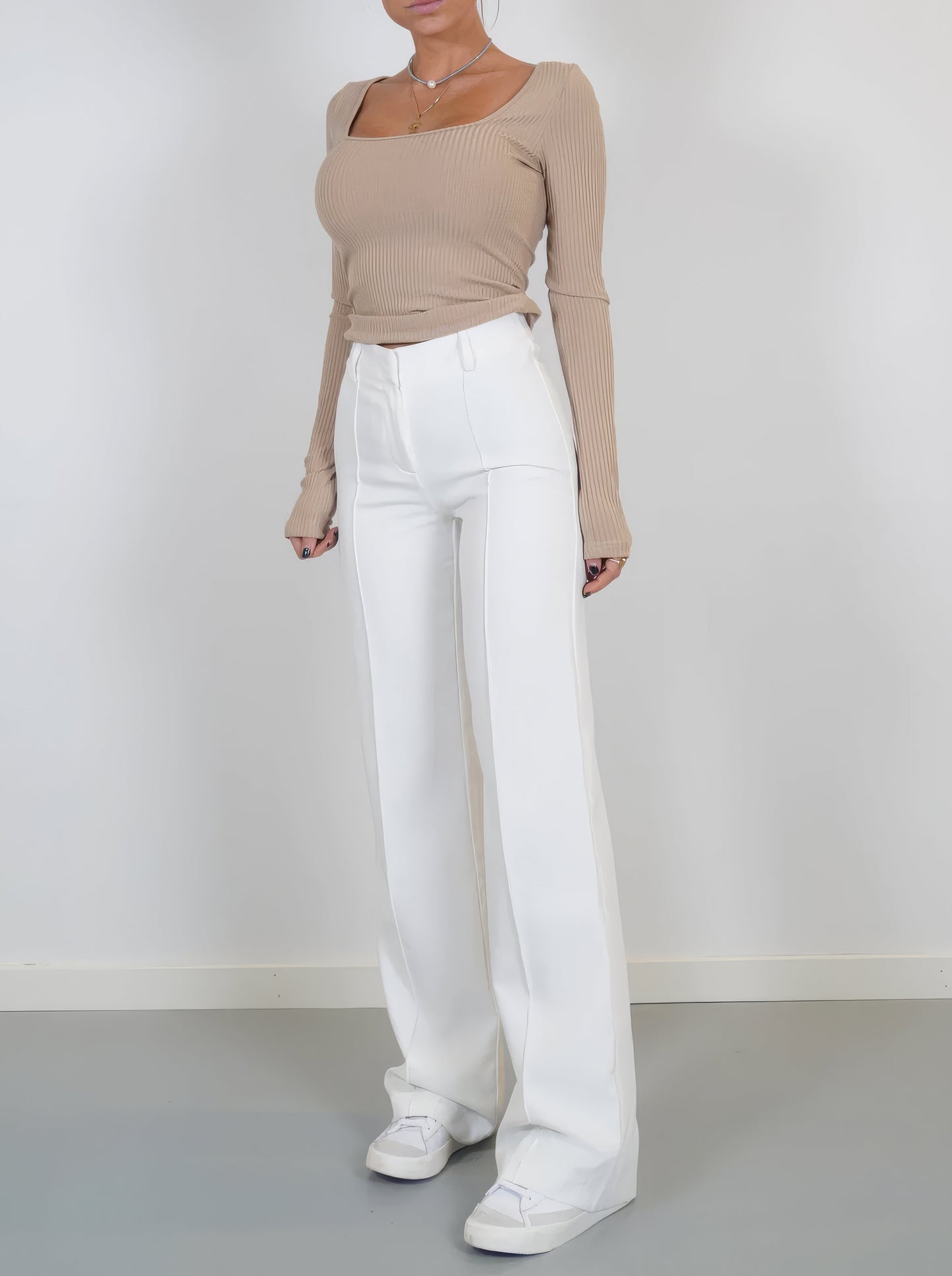 Dames High-Waist Pantalon Zwart Basic Rechte Pijpen