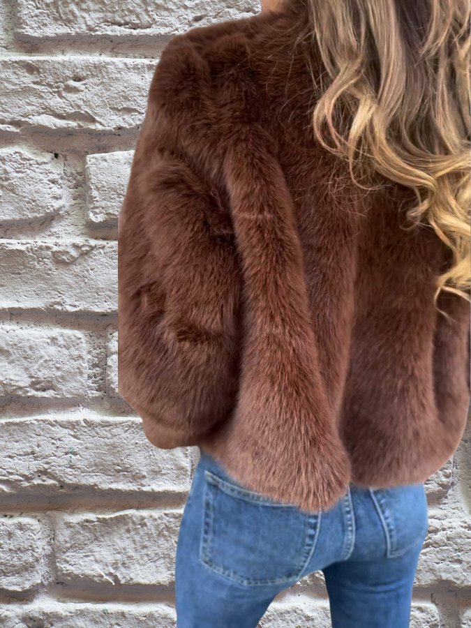 Dames Velvet Jas Warm en Zachte Pluche Stof voor Herfst en Winter