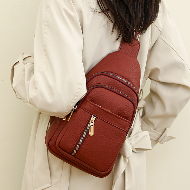 Casuele Schouder tas met Ritsluiting
