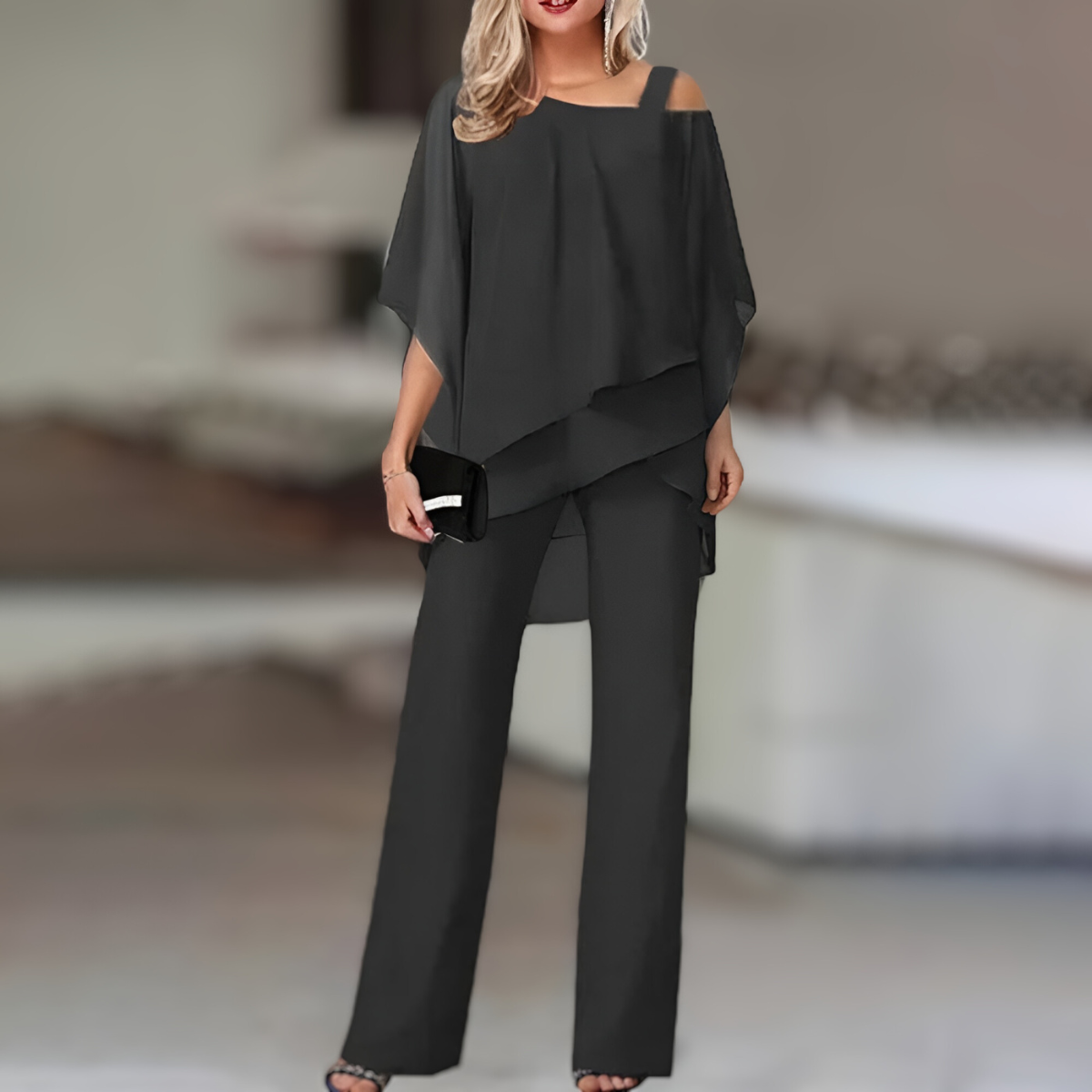 Dames Co-ord Set Off-Shoulder Elegante Jurk Blazer - StudioMarella