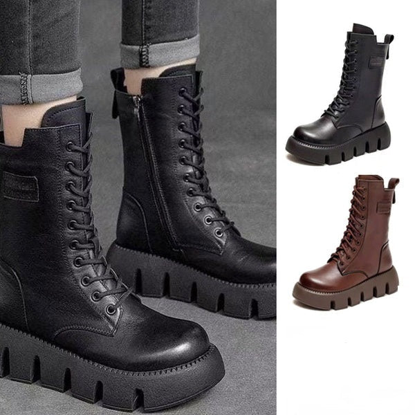 Dames Laarzen Mode Stijl Volledig Leer