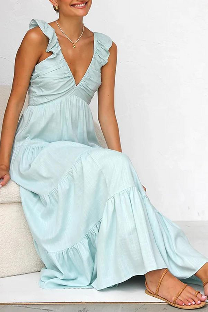 Lange Maxi Jurk voor Vrouw Luchtig en Elegante Stijl