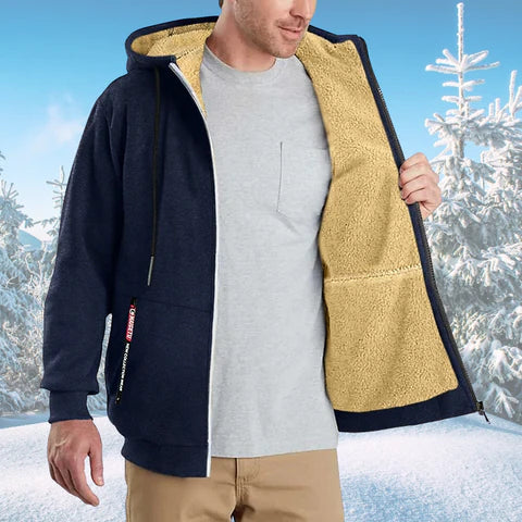 Heren Fleece Hoodie met Rits en Zachte Binnenvoering