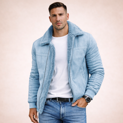 Bomberjack Heren Vintage Leren Wollen Warm