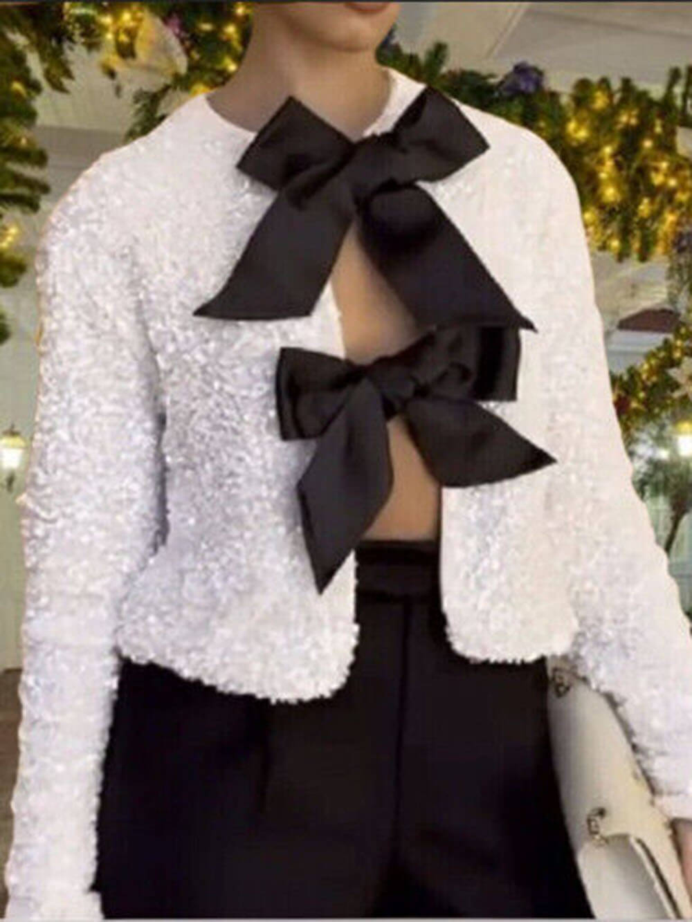 Dames Paillettenjas Feestelijk Met Striksluiting Glitter