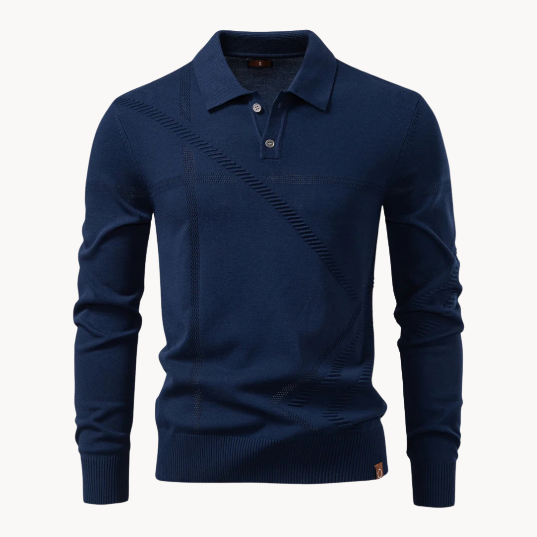 Heren Polo Shirt Gebreid met Subtiele Structuur