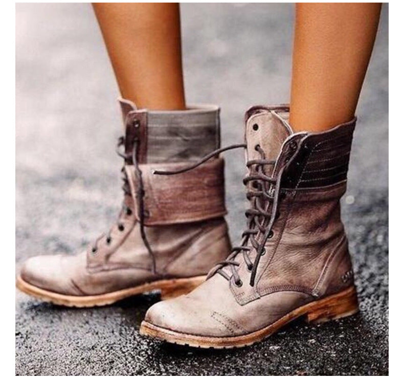 Dames Enkelboots Veterlook Klassiek Comfortabel - StudioMarella
