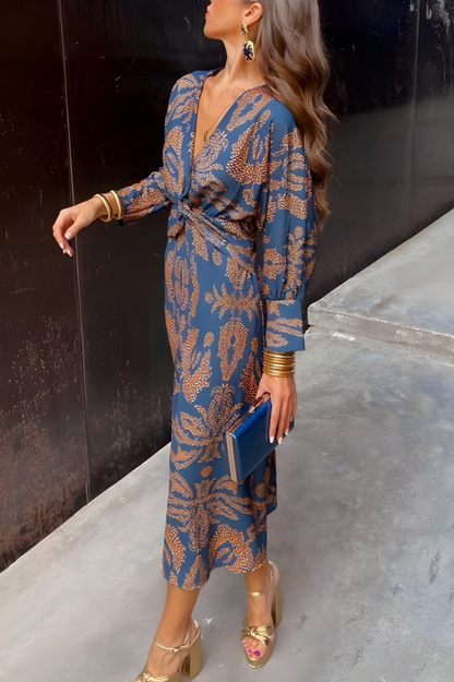 Maxi Jurk voor Dames met V-Hals en Knoopdetails