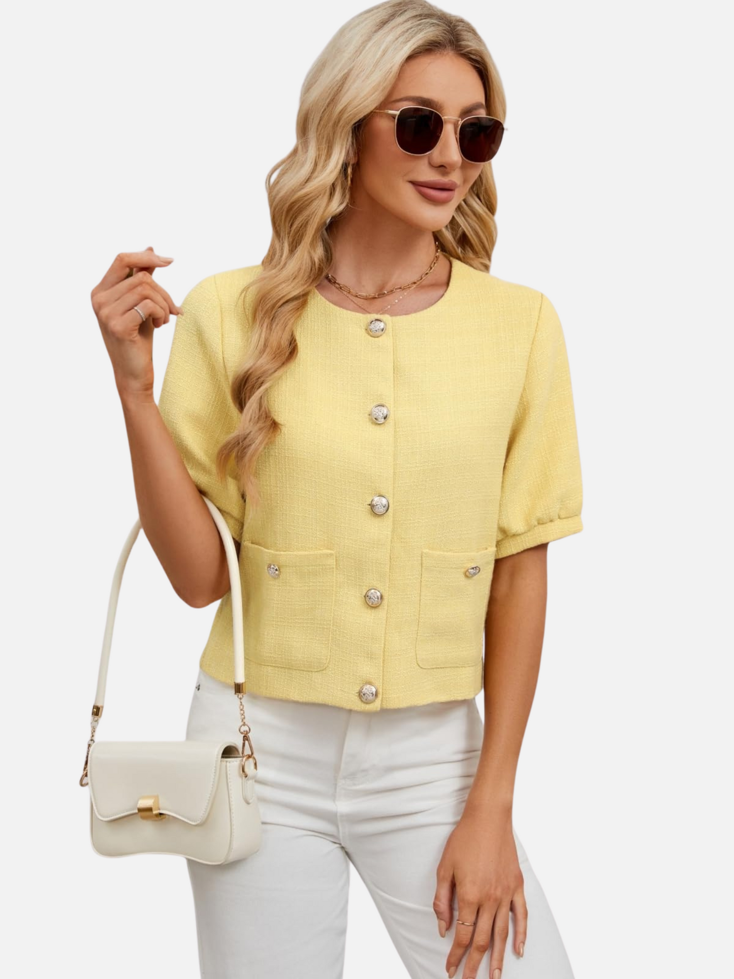 Dames Cropped Jasje Tweed Stijlvol