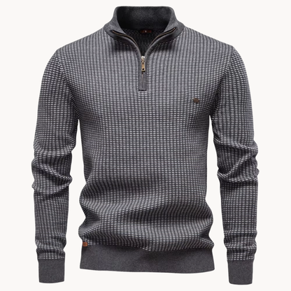 Pullover met Textuur en Kwart Rits voor Heren - StudioMarella