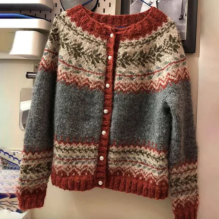 Dames Vest Gebreid Warme Herfst Winter Cardigan Fair Isle Patroon