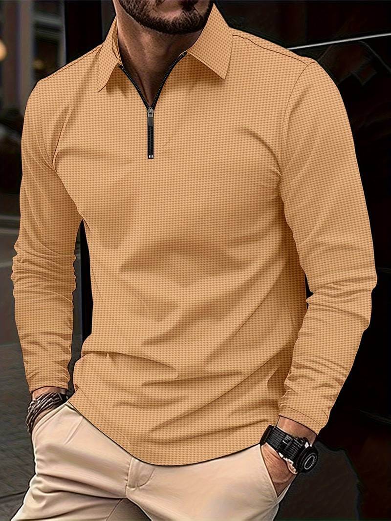 Heren Wafelshirt Lange Mouwen V-Hals Casual Kleding