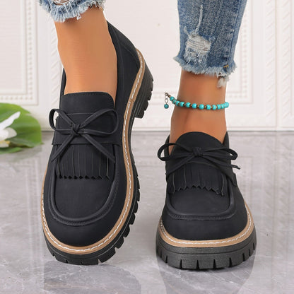 Dames Loafers Met Strik en Dikke Zool - StudioMarella