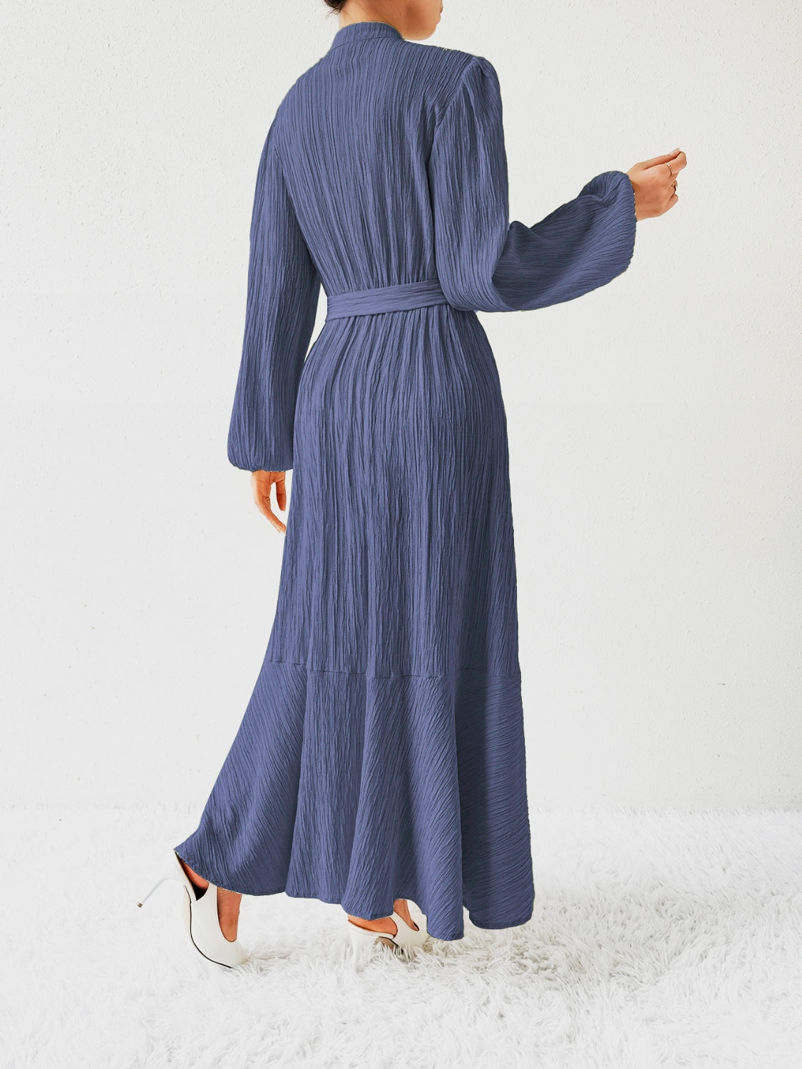 Vrouwenjurk Lange Mouwen met Taille Accent