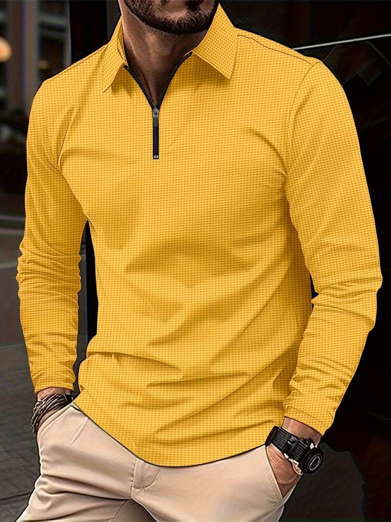 Heren Wafelshirt Lange Mouwen V-Hals Casual Kleding