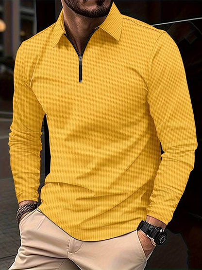 Heren Wafelshirt Lange Mouwen V-Hals Casual Kleding