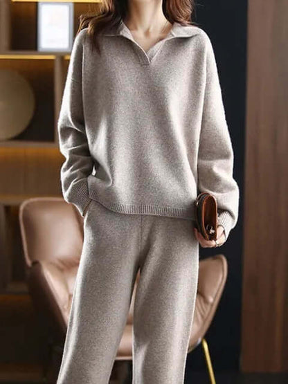 Dames Tweedelige Set - Oversized Trui en Rechte Broek
