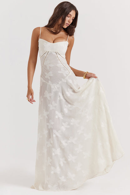 Elegante Maxi Jurk Geborduurd voor Vrouw