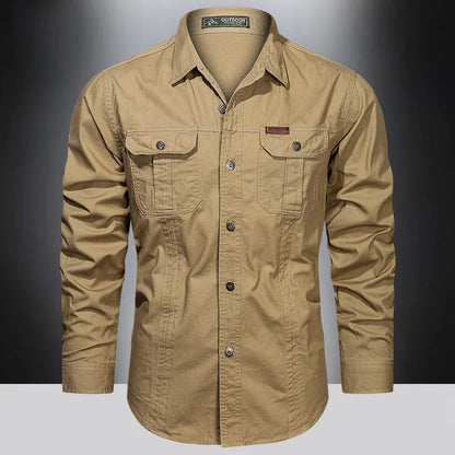 Heren Overhemd Lange Mouwen Utility Stijl