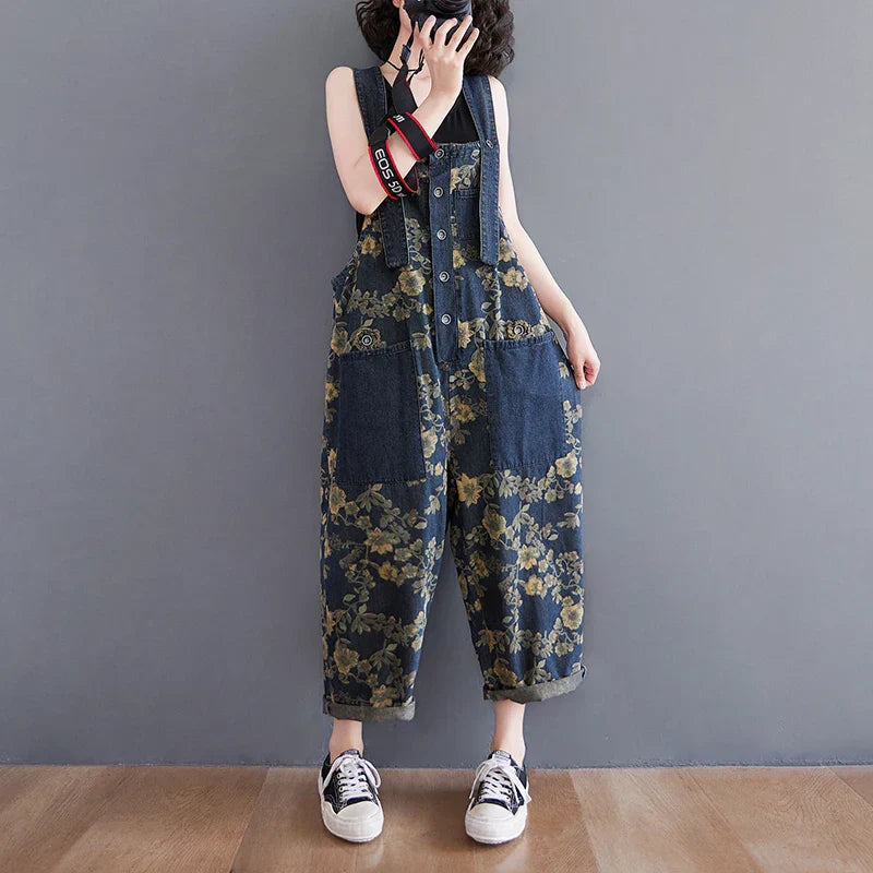 Bloemen Jumpsuit voor Vrouwen Denim Stijlvol en Comfortabel