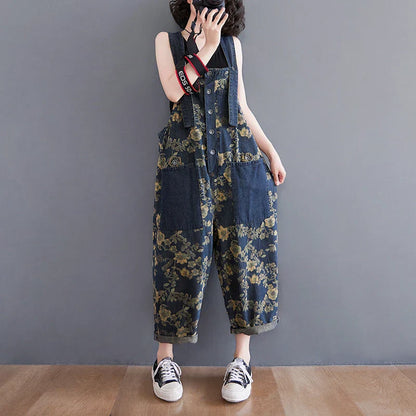 Bloemen Jumpsuit voor Vrouwen Denim Stijlvol en Comfortabel
