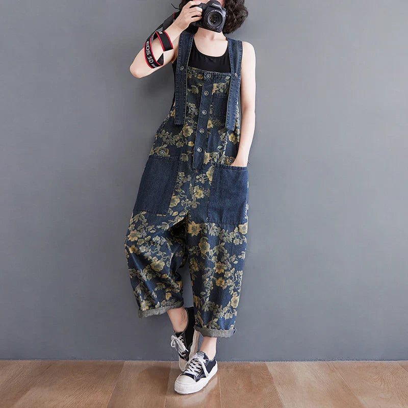 Bloemen Jumpsuit voor Vrouwen Denim Stijlvol en Comfortabel