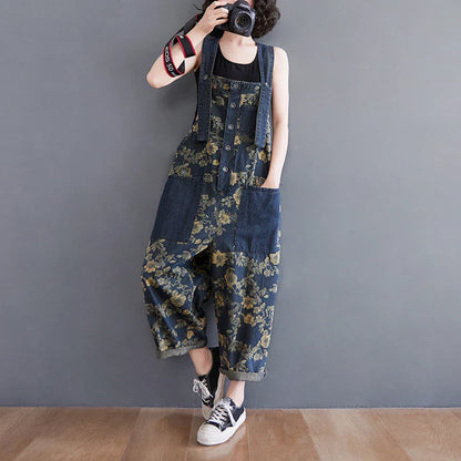 Bloemen Jumpsuit voor Vrouwen Denim Stijlvol en Comfortabel