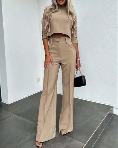 Dames Tweedelige Set - Elegante Top met Broek Comfortabel