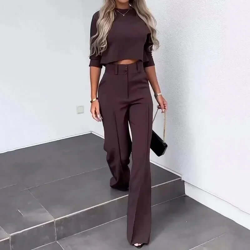 Dames Tweedelige Set - Elegante Top met Broek Comfortabel
