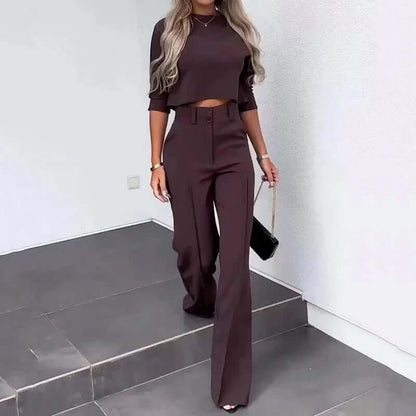 Dames Tweedelige Set - Elegante Top met Broek Comfortabel