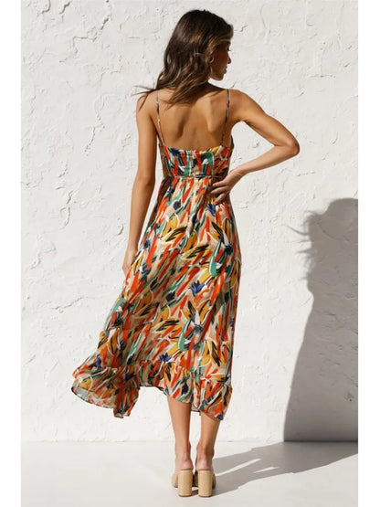 Midi Zomerjurk Vrolijk Geprint Elegante Jurk voor Vrouw