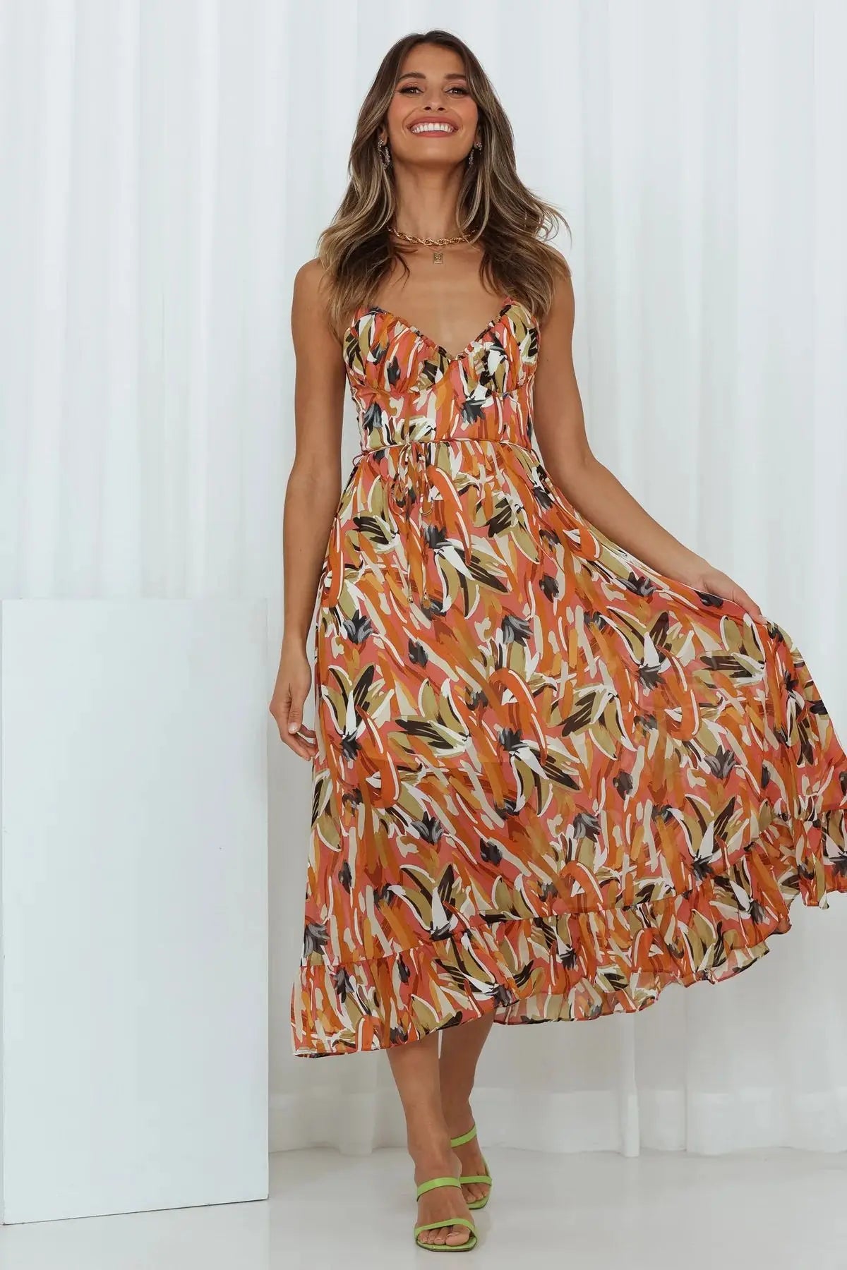 Midi Zomerjurk Vrolijk Geprint Elegante Jurk voor Vrouw - StudioMarella